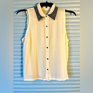 Glam Dollz Sheer Bling Collared Blouse